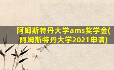 阿姆斯特丹大学ams奖学金(阿姆斯特丹大学2021申请)