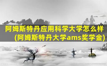 阿姆斯特丹应用科学大学怎么样(阿姆斯特丹大学ams奖学金)