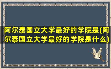 阿尔泰国立大学最好的学院是(阿尔泰国立大学最好的学院是什么)