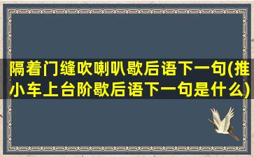 隔着门缝吹喇叭歇后语下一句(推小车上台阶歇后语下一句是什么)