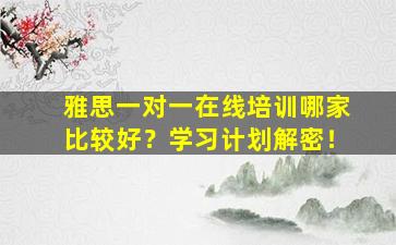 雅思一对一在线培训哪家比较好？学习计划解密！