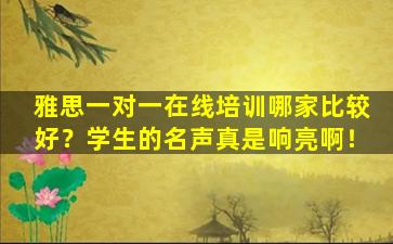 雅思一对一在线培训哪家比较好？学生的名声真是响亮啊！