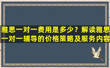 雅思一对一费用是多少？解读雅思一对一辅导的价格策略及服务内容