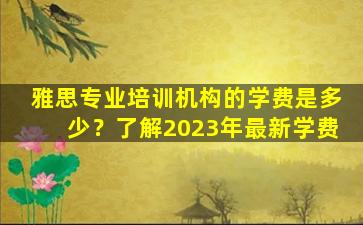 雅思专业培训机构的学费是多少？了解2023年最新学费