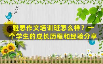 雅思作文培训班怎么样？一个学生的成长历程和经验分享