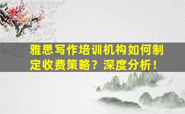 雅思写作培训机构如何制定收费策略？深度分析！