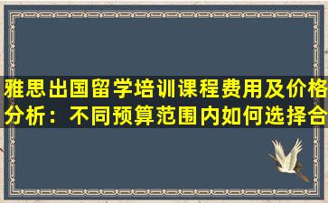 雅思出国留学培训课程费用及价格分析：不同预算范围内如何选择合适的培训机构？