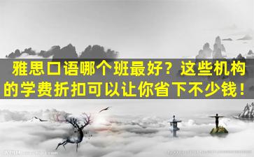 雅思口语哪个班最好？这些机构的学费折扣可以让你省下不少钱！