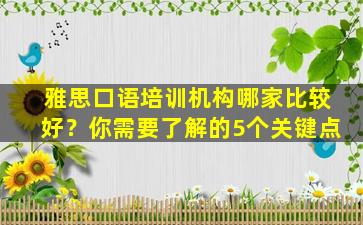 雅思口语培训机构哪家比较好？你需要了解的5个关键点