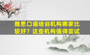 雅思口语培训机构哪家比较好？这些机构值得尝试