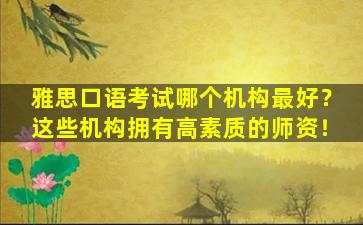 雅思口语考试哪个机构最好？这些机构拥有高素质的师资！