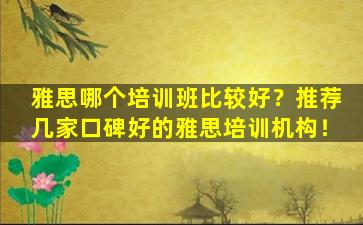 雅思哪个培训班比较好？推荐几家口碑好的雅思培训机构！