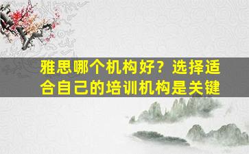 雅思哪个机构好？选择适合自己的培训机构是关键