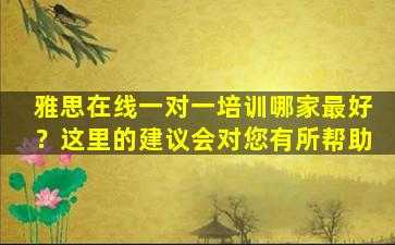 雅思在线一对一培训哪家最好？这里的建议会对您有所帮助