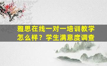 雅思在线一对一培训教学怎么样？学生满意度调查