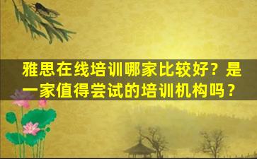 雅思在线培训哪家比较好？是一家值得尝试的培训机构吗？