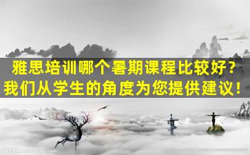 雅思培训哪个暑期课程比较好？我们从学生的角度为您提供建议！