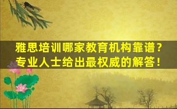 雅思培训哪家教育机构靠谱？专业人士给出最权威的解答！