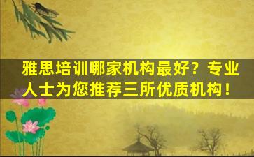 雅思培训哪家机构最好？专业人士为您推荐三所优质机构！