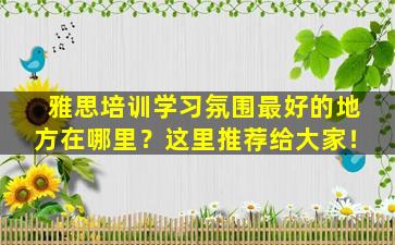 雅思培训学习氛围最好的地方在哪里？这里推荐给大家！