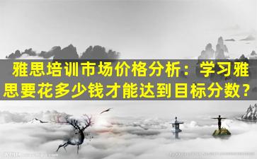 雅思培训市场价格分析：学习雅思要花多少钱才能达到目标分数？