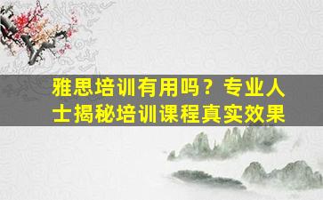 雅思培训有用吗？专业人士揭秘培训课程真实效果