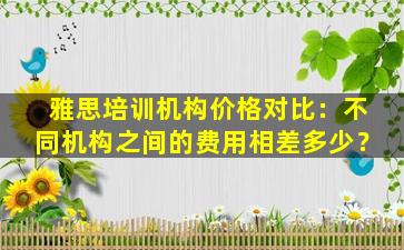 雅思培训机构价格对比：不同机构之间的费用相差多少？