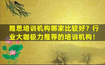 雅思培训机构哪家比较好？行业大咖极力推荐的培训机构！