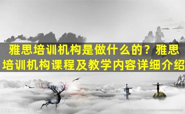 雅思培训机构是做什么的？雅思培训机构课程及教学内容详细介绍