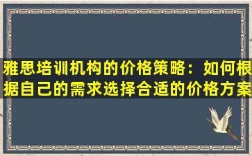 雅思培训机构的价格策略：如何根据自己的需求选择合适的价格方案？