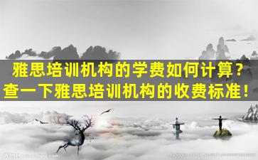 雅思培训机构的学费如何计算？查一下雅思培训机构的收费标准！