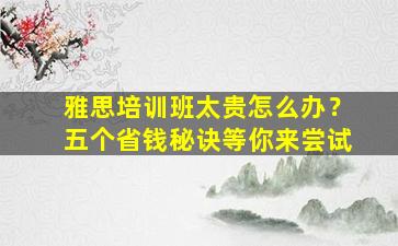 雅思培训班太贵怎么办？五个省钱秘诀等你来尝试