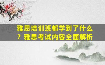 雅思培训班都学到了什么？雅思考试内容全面解析