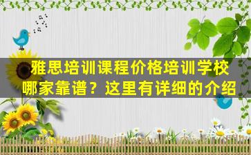 雅思培训课程价格培训学校哪家靠谱？这里有详细的介绍