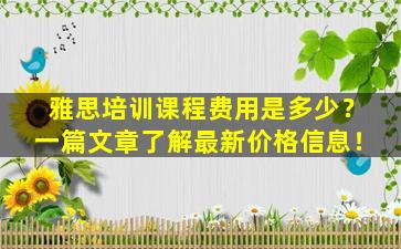 雅思培训课程费用是多少？一篇文章了解最新价格信息！