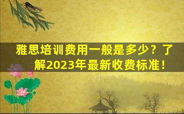 雅思培训费用一般是多少？了解2023年最新收费标准！