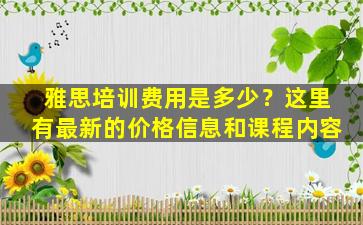 雅思培训费用是多少？这里有最新的价格信息和课程内容