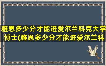 雅思多少分才能进爱尔兰科克大学博士(雅思多少分才能进爱尔兰科克大学博士)