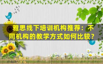 雅思线下培训机构推荐：不同机构的教学方式如何比较？