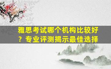 雅思考试哪个机构比较好？专业评测揭示最佳选择