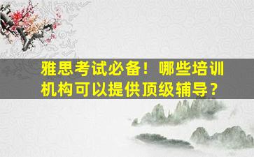 雅思考试必备！哪些培训机构可以提供顶级辅导？