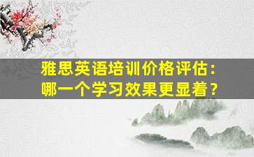 雅思英语培训价格评估：哪一个学习效果更显着？