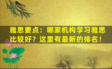 雅思要点：哪家机构学习雅思比较好？这里有最新的排名！