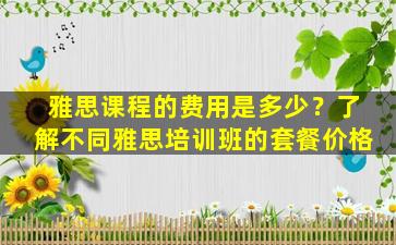 雅思课程的费用是多少？了解不同雅思培训班的套餐价格