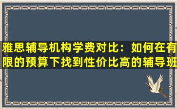 雅思辅导机构学费对比：如何在有限的预算下找到性价比高的辅导班？