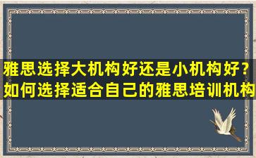 雅思选择大机构好还是小机构好？如何选择适合自己的雅思培训机构