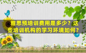 雅思预培训费用是多少？这些培训机构的学习环境如何？