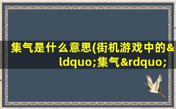 集气是什么意思(街机游戏中的“集气”和“蓄力”是什么意思)