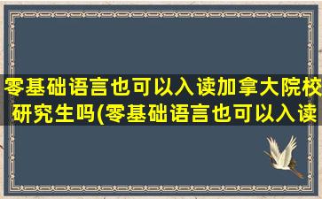 零基础语言也可以入读加拿大院校研究生吗(零基础语言也可以入读加拿大院校吗知乎)