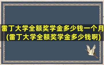 雷丁大学全额奖学金多少钱一个月(雷丁大学全额奖学金多少钱啊)